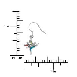 Sterling Silver Synthetic Multi Colored Opal Bird of Paradise Dangle Earrings