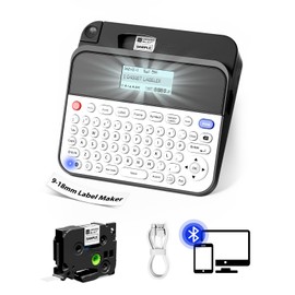 EazeID Label Maker Machine with-Tape D480BT Bluetooth Rechargeable Label Maker with Keyboard, Connect PC & Phone, Backlit Screen, Create Via BZ Label Up to~3/4 inch