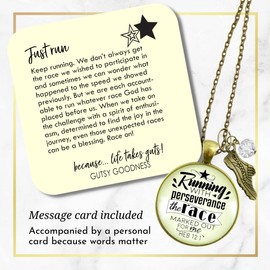 Runners Necklace Running With Perseverance Faith Marathon Jewelry24"
