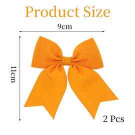 2 Pcs Orange Bow Clips, Ribbon Bow Accessories for Women And Girls, Large Orange Clips With Stylish Ribbon Design, Cute Decorations for Daily Wear, Parties, And Events (11-9cm)