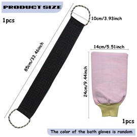 XoeLLe Rückenschrubber + Peelinghandschuh, Peeling Duschtuch mit Griffen, Exfoliating Glove Rückenbürste, 2 Stück Badezubehör für Damen Herren zum Entfernen Abgestorbener Haut (Schwarz)