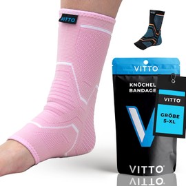 VITTO Ankle Brace, Foot Support for Ligament Damage, Weak Joints, Sprained Joint and Arthritis (Pink, M)
