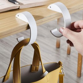 YouLpoet 2PCS Purse Hook For Table Handbag Hangers Bag Hooks For Tables For Desk Heavy Duty Floding Bag Holder Made Of High-Strength Alloy Materials Hanger Various Heavy Items Foldable(Color:White)