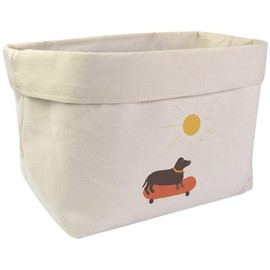 Large 'Dachshund On A Skateboard ' Canvas Organiser/Storage Bag (OR00032523)