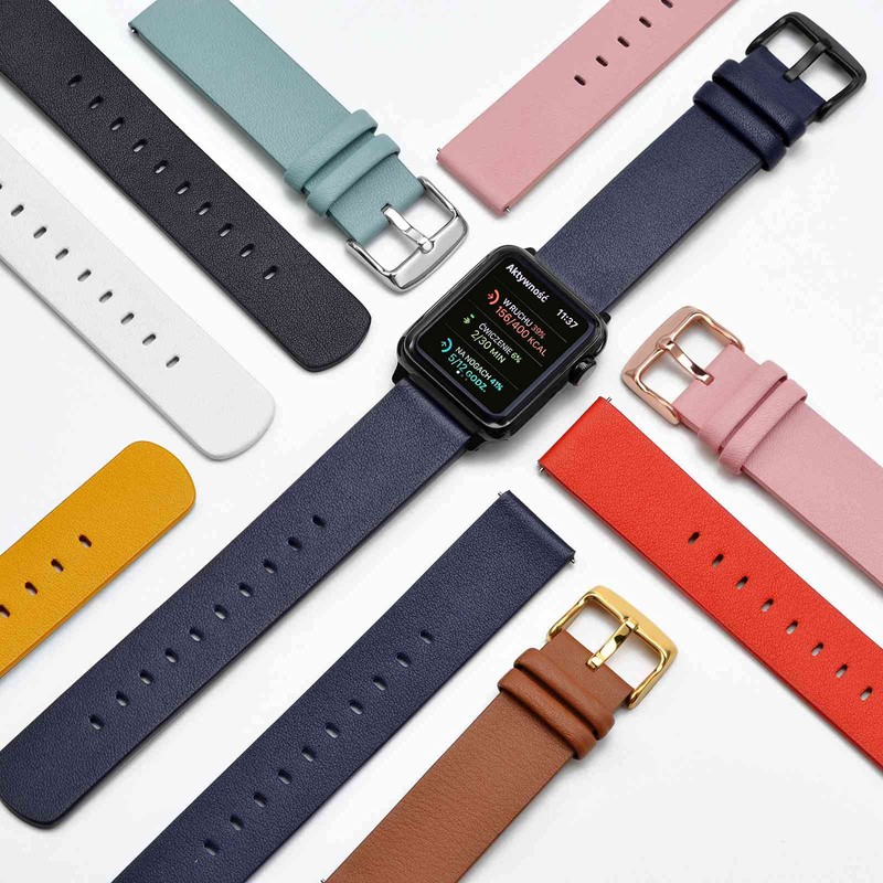 Wocci Quick Release Watch Band, Thin Genuine Leather Smart Watch