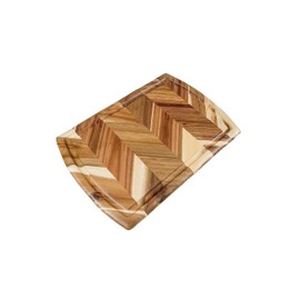 Lipper International Acacia Herringbone Cutting and Serving Board with Juice Well and Inset Handles for Chopping Meats, Fruits and Vegetables, 18" x 12" x 3/4" Thick