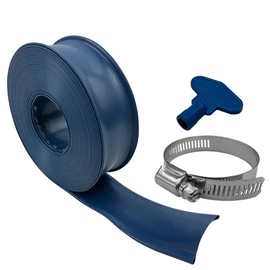 Puri Tech Swimming Pool Filter Backwash or Draining Hose 1.5 Inches x 50 Feet Includes Clamp Heavy Duty Durable For Chemical and Weather Resistant Vinyl