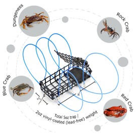 AirFly Heavy Surf 6-Loop Crab Trap for Fishing Poles – Lead-Free, USA-Made, Premium Durable Loops – Ideal for Dungeness, Blue, Rock Crabs – Includes Bait & Reserve Loops