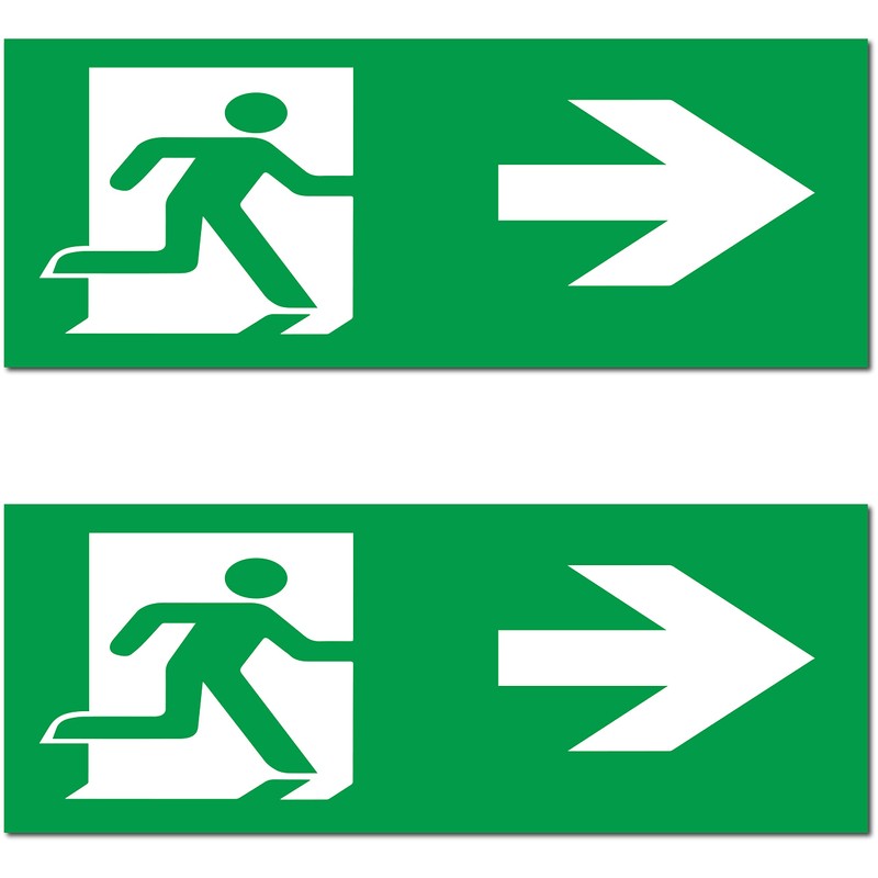 Emergency Exit Sign, Pack of 5, Premium Stickers, 24 cm