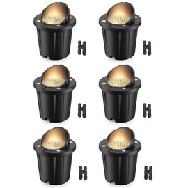 HIBOITEC Low Voltage Landscape Lighting 12-24V 12W LED Outdoor In-Ground IP67 Waterproof Well Lights 3000K Warm White Landscape Lights with Wire Connectors for Pathway Garden Wall Trees, 6 Pack