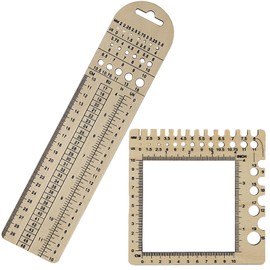 Pack of 2 Sock Rulers for Knitting, Knitting Needle Gauge, Boxwood Material, with Size Indication, Knitting Accessories, Suitable for Knitting Socks, Hats and Scarves