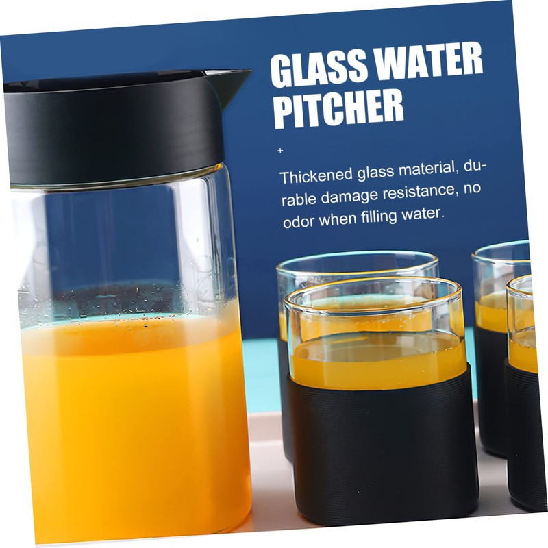 COLLBATH Cooling Beverage Pitcher with Lid High Temp Glass Water