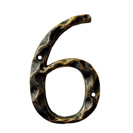 5-Inch House Numbers & Letters -Cast Iron Anti-Rust Mailbox Numbers-Address Number for Home, Office, or Business/Bronze/Number 6
