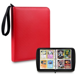 400 Pockets TONESPAC Card Binder Carrying Holder Compatible with Trading Cards Binder, Coupon Organizer Baseball Card Sleeves, Sports Cards (Stripe Red)