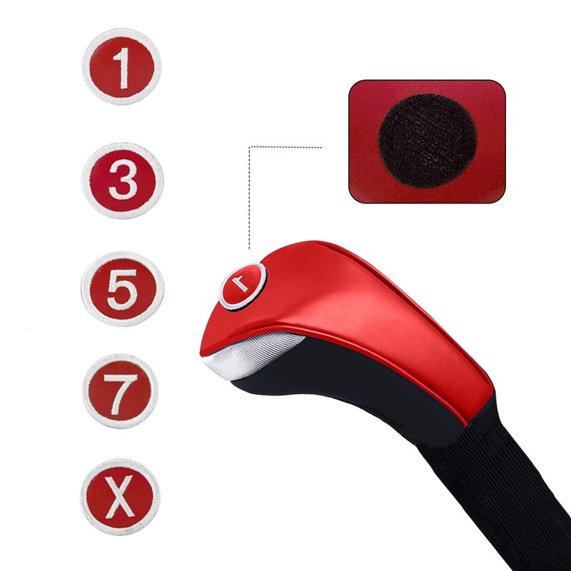 Andux 5Pcs/Set PU Golf Wood Club Head Covers 460cc Driver