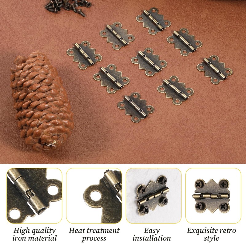 12 Pcs Small Butterfly Hinge for Craft Antique Bronze Hinges