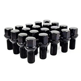 Set of 20 Veritek 14x1.5mm Black 24mm Thread Length 17mm Hex R12 Ball Seat Wheel Lug Bolts for Mercedes Factory Wheels
