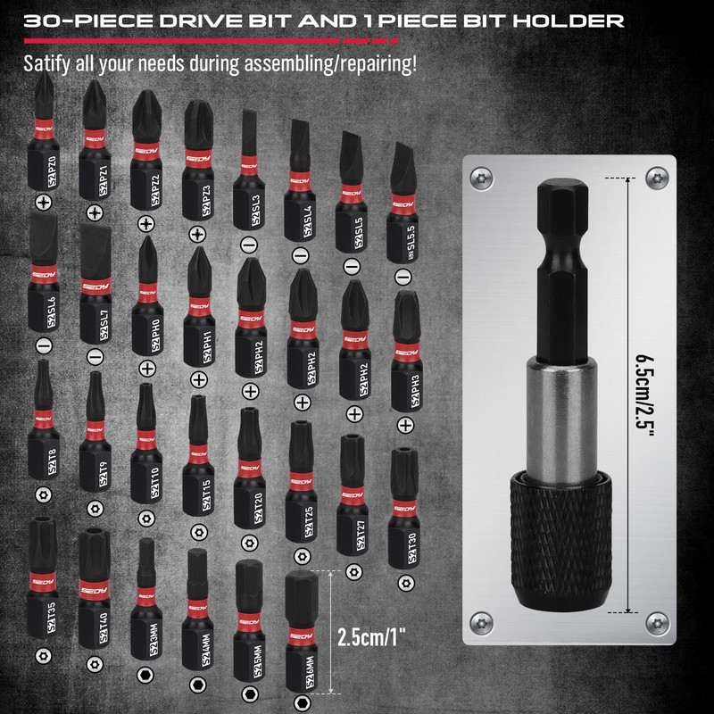 64-Piece 1/4" Drive Impact Socket Wrench Driver-Bits Set, Cr-V Metric&SAE