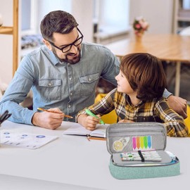 Yommie XXL Federmäppchen Oxford Federtasche Mit Reißverschluss Single Etui Federmappe Schlampermäppchen Mädchen Mäppchen Organizer Für Teenager Jungen Türkis