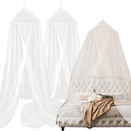 2 Pcs Mosquito Net for Bed,Bed Canopy for Double Bed White Dome Mosquito Net,Bed Canopy for Girls Mosquito Net without Door,Use for Indoor and Outdoor Mosquito Prevention mosquito Net Travel