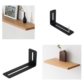 4 Inch Adjustable Angle Bracket, 8 PCS Heavy Duty L Brackets for Wood, L-Shape Corner Brace with Slot, Metal Right Angle Brackets Black Floating Shelf Bracket for Holding, Mounting, and Fixing