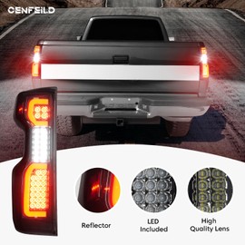 Tail Lights Assembly [LED Kit] Fit for Chevy Silverado 1500 2019-2023, 2500HD 3500HD 2020-2023, Taillights Brake Lamps Set (Only Fit Factory Halogen Tail Light Model), Chrome Housing Smoked Lens