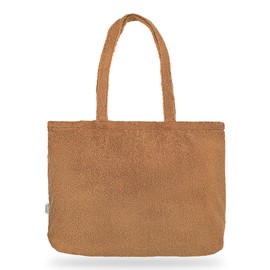 Portakal Atelier Brownie Handmade Bag, Shopper with Button, Teddy Bag, Brown, Shopping Bag, Changing Bag, Nappy Bag, Handmade Bag, 58 x 42 cm, brown