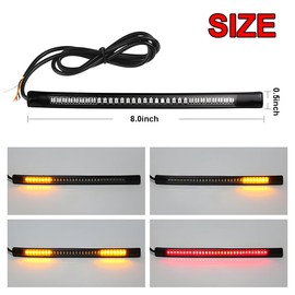 AUCELI 8" Flexible Car LED Light Strip with Tail Brake Stop Turn Signal Lights, Vehicle License Plate Tail Lamp Bar, Auto Indicator Lighting, Universal for Motorcycle Scooter Off Road