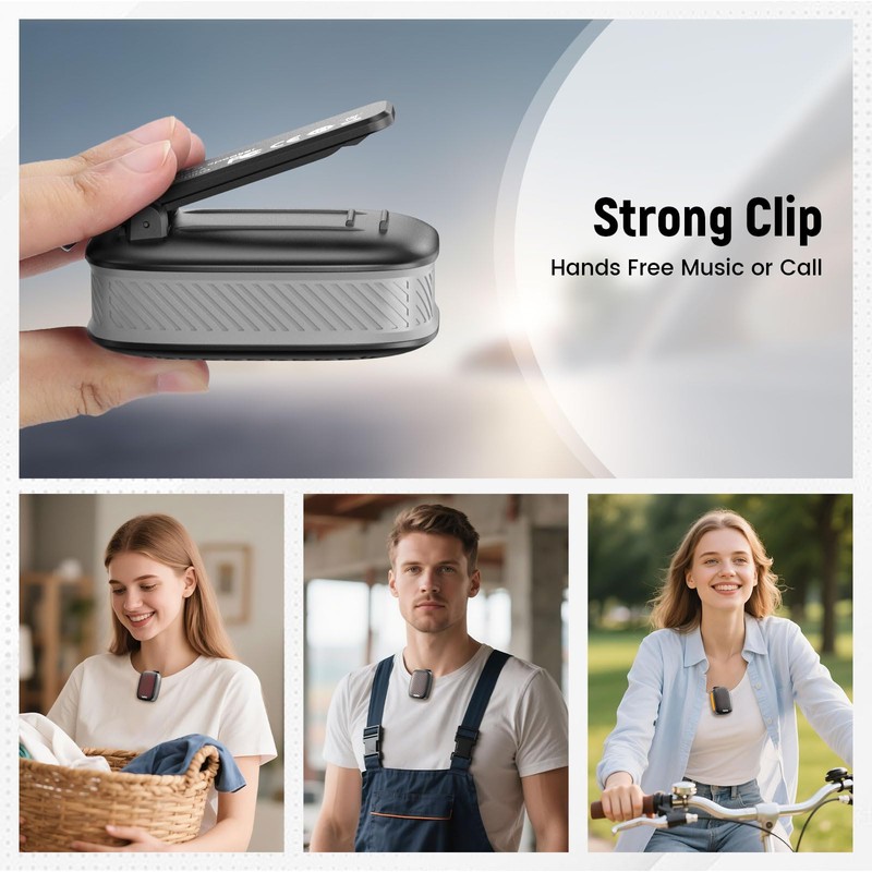yoygerty 2026 Upgrade Wearable Bluetooth 5.4 Speaker, IPX7 Waterproof Clip-on