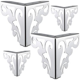 TCHOSUZ 6 Inch / 15cm Metal Furniture Legs, Set of 4 Heavy Duty Iron Hollow Out Sofa Legs with Screws, Furniture Replacement Feets for DIY Cabinet Cupboard Table Couch Nightstand Dresser Chrome