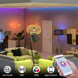 WBM Smart LED Strip Light 16.4ft for Home, Kitchen, Bedroom & Indoor Compatible with Alexa, 15m