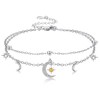 Palpitate Star Moon Anklet for Women,Moon Stars Anklet Bracelet Double