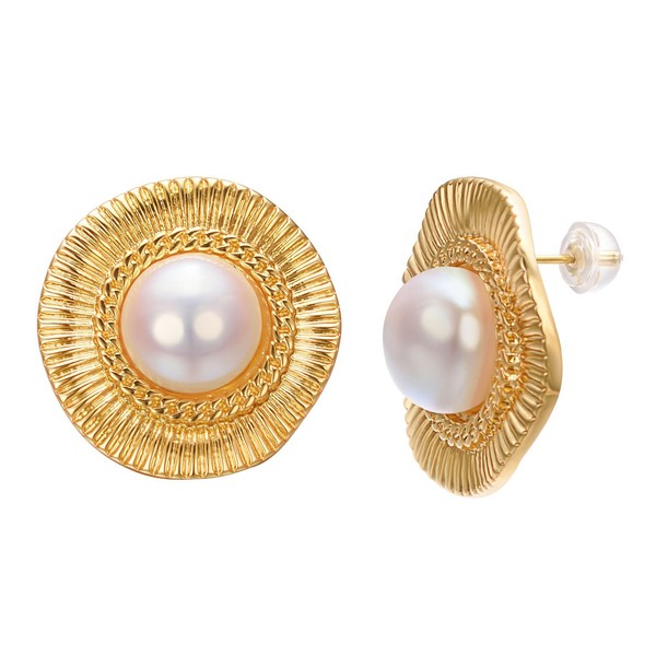 Airokiy Pearl Earrings 925 Silver Stud Earrings Hypoallergenic Perforated Earrings