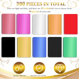 300 Pieces Metal Engraving Blanks Multipurpose Aluminum Sheet Aluminum Business Card Blanks for CNC Engraver Laser Engraving DIY Cards, Thickness 0.21 mm/ 0.01 inch (Multicolor)