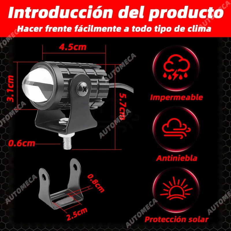 2 Par Faros Luces Led Para Motos Auto Doble Color