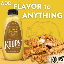 Koops' Honey Mustard – Gourmet Mustard, Gluten-Free, Kosher, Made in USA, From Quality Mustard Seeds, Honey Mustard Sauce – 12 Oz, Pack of 2