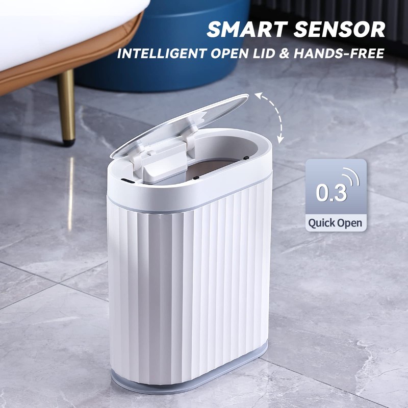ELPHECO Bathroom Motion Sensor Bin 7.5 Litre Automatic Bin, 8L