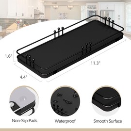 Pursura Bathroom Vanity Tray for Countertop Toiletries Perfume Makeup Soap Dispenser Toilet Tank, Kitchen Tray for Salt Spice, Black Decor Tray for Candle Nightstand Coffee 11.3”x 4.4”