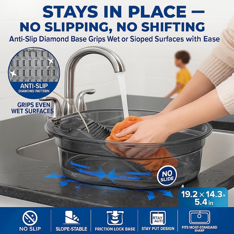 2-in-1 Hand Washing Basin with Washboard - BPA-Free Portable Laundry