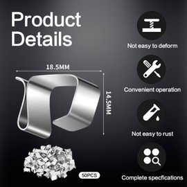 Prmape Pack of 50 Gutter Hooks for Fairy Lights, Mini Gutter Hooks, Stainless Steel Christmas Light Clips, Holiday Lights Clip Gutter for Christmas Light, Kitchen, Bathroom, Garden [Energy Class A]