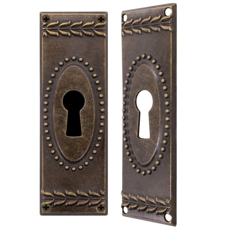 FUXXER® 6x Antique Key Signs Lock Rosettes Vintage Brass 73x24mm