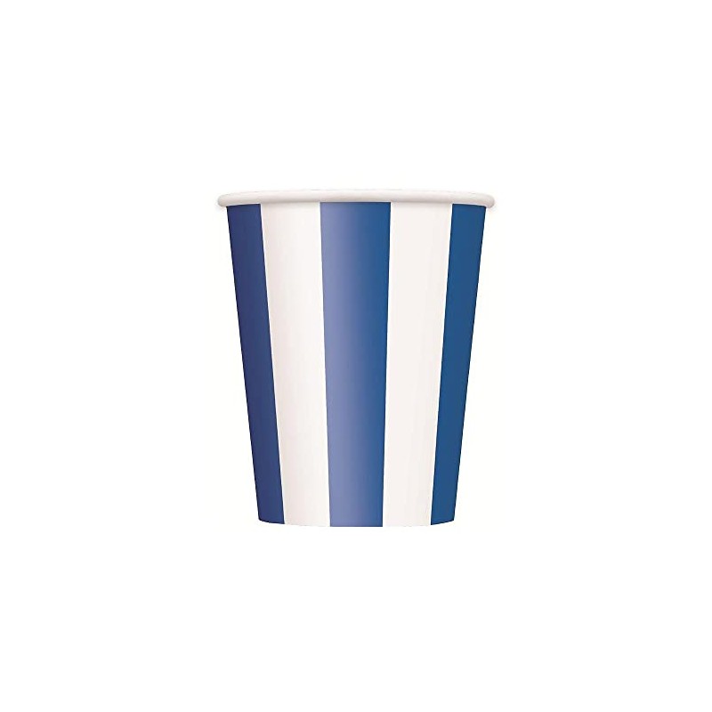 Unique Party 38016 - 12oz Royal Blue Striped Paper Cups,