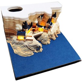 Douup 1Pc 160 Sheets Memo Pads Paper Art with Light, Castle 3D Stick Notes Convenie...