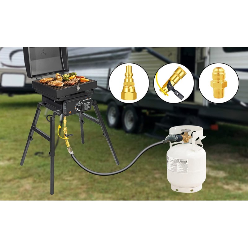 MCAMPAS 1/4" Propane Quick Connect Adapter Kit Converter 3/8" Female