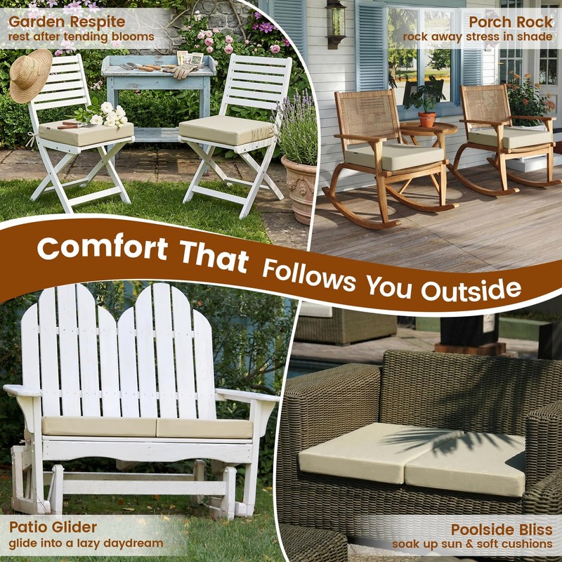 Favoyard Patio Chair Square Cushions Set of 2, Beige, 22