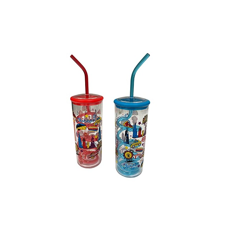 Chicago Kids Twisty Straw Souvenir Cups - Set of 2