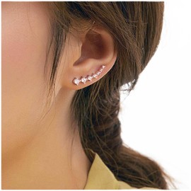 Iaceble Boho Crystal Ear Climber Earrings Cz Ear Cuff Climber Earrings Gold Rhinestone Crawler Earrings Crystal Climber Crawler Stud Earrings Jewelry for Women and Girl