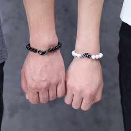 COAI Yin Yang My Sun and Stars Moon of My Life Onyx Obsidian Stone Bracelets for Couples