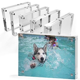 Mammoth 4x6 Inches AAA Grade Acrylic Picture Frame, Thick and Heavy Frameless Block Display (5 PACK)