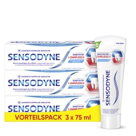 Sensodyne Sensitivity & Gum Toothpaste, 3 x 75 ml, Toothpaste for Improved Gum Health and Reduction of Pain Sensitivity